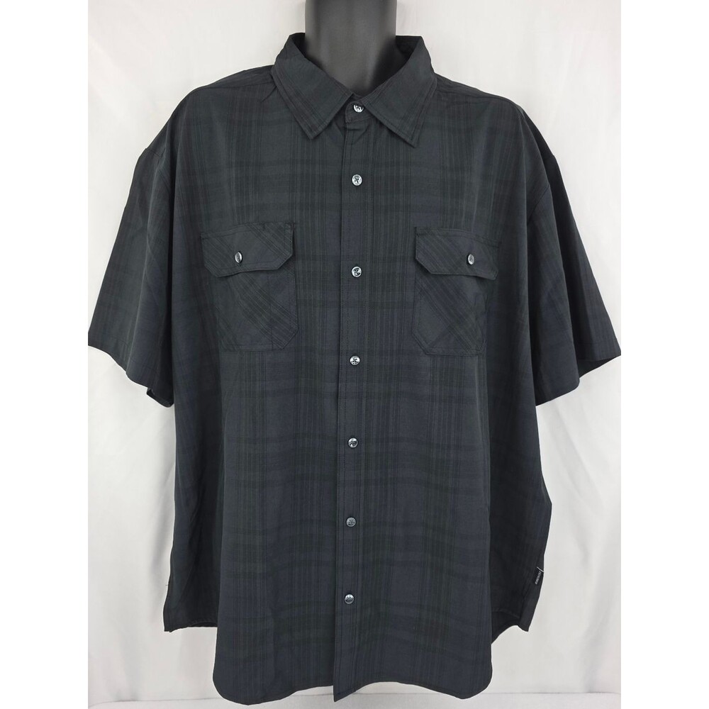 Kenneth Cole NY Men's Black Plaid Short Sleeve Shirt Slim Fit Size 3X AA-1983